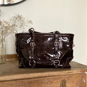 EUC COACH BROWN PATENT LEATHER BAG PURSE